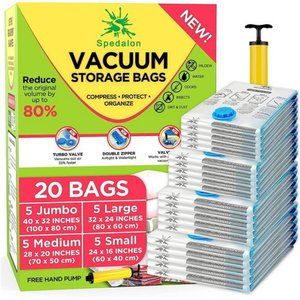 20 Space Saver Vacuum Storage Bags(5x Jumbo, Large, Medium, Small) for Travel